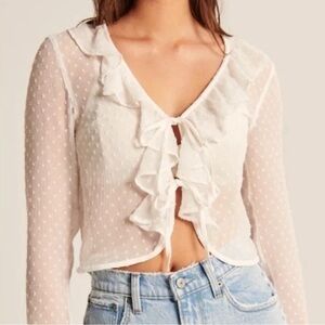 Abercrombie & Fitch women's size medium sheer cardigan front tie top